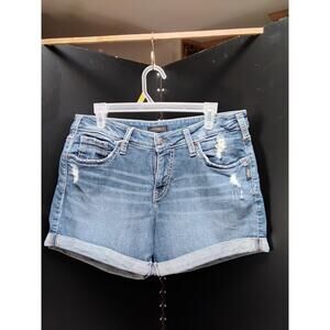 Silver Jean Co. Boyfriend Shorts size 34 waist Blue distressed look